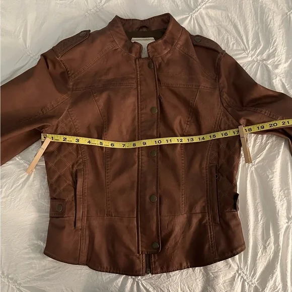 🚺 Anthropologie Hei Hei cognac brown vegan leather jacket - Picture 14 of 15